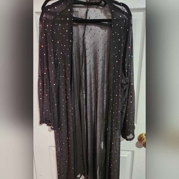 Torrid Mesh Sparkle Glitter Bell Sleeve Cover Up - Picture 3 of 6